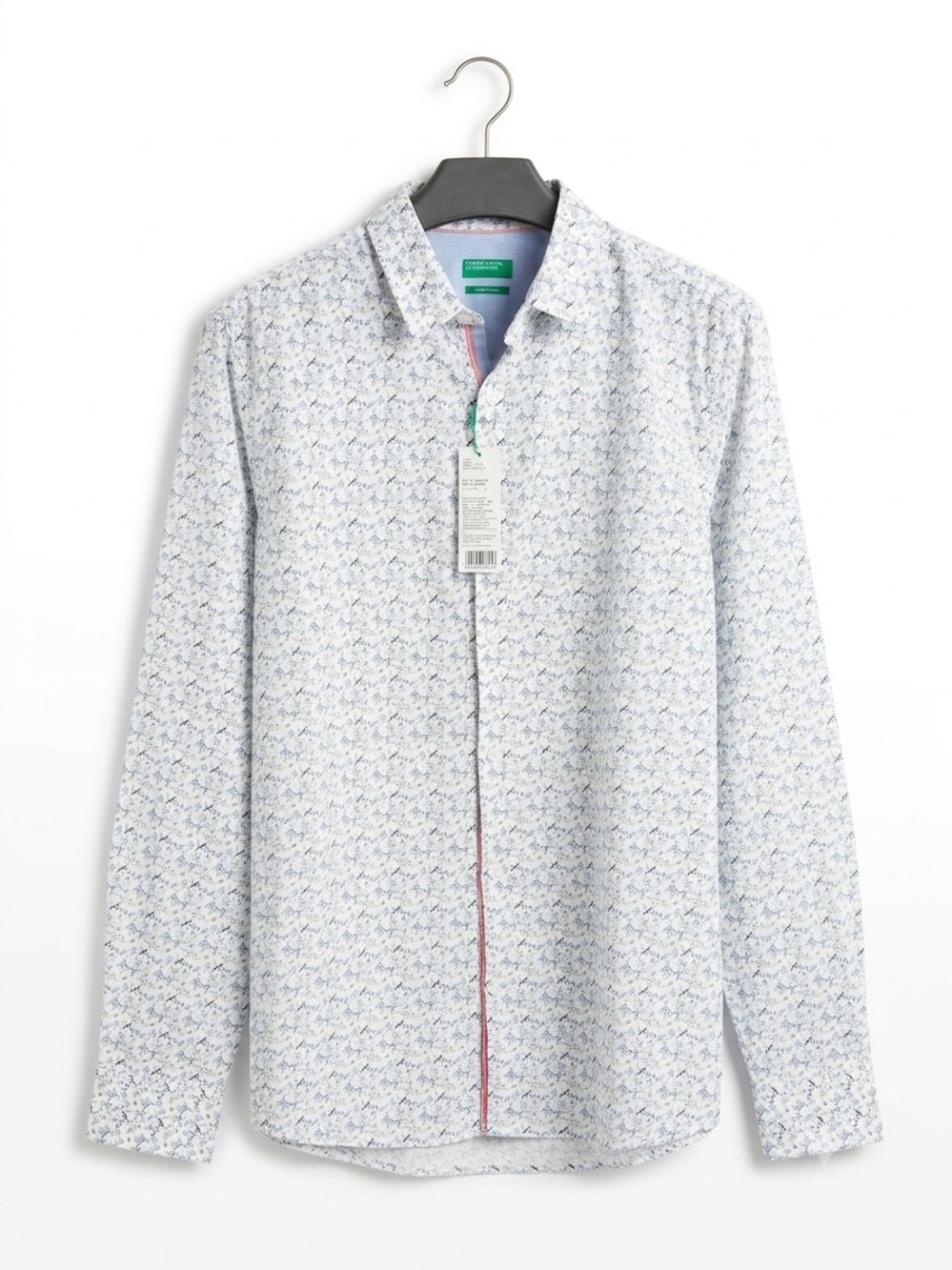 NWT United Colors of Benetton Linen Blend Floral & Bird Print Shirt Medium